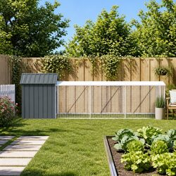 Durable Chicken Cage with Run in Anthracite Steel