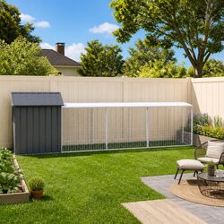Durable Chicken Cage with Extended Run in Anthracite