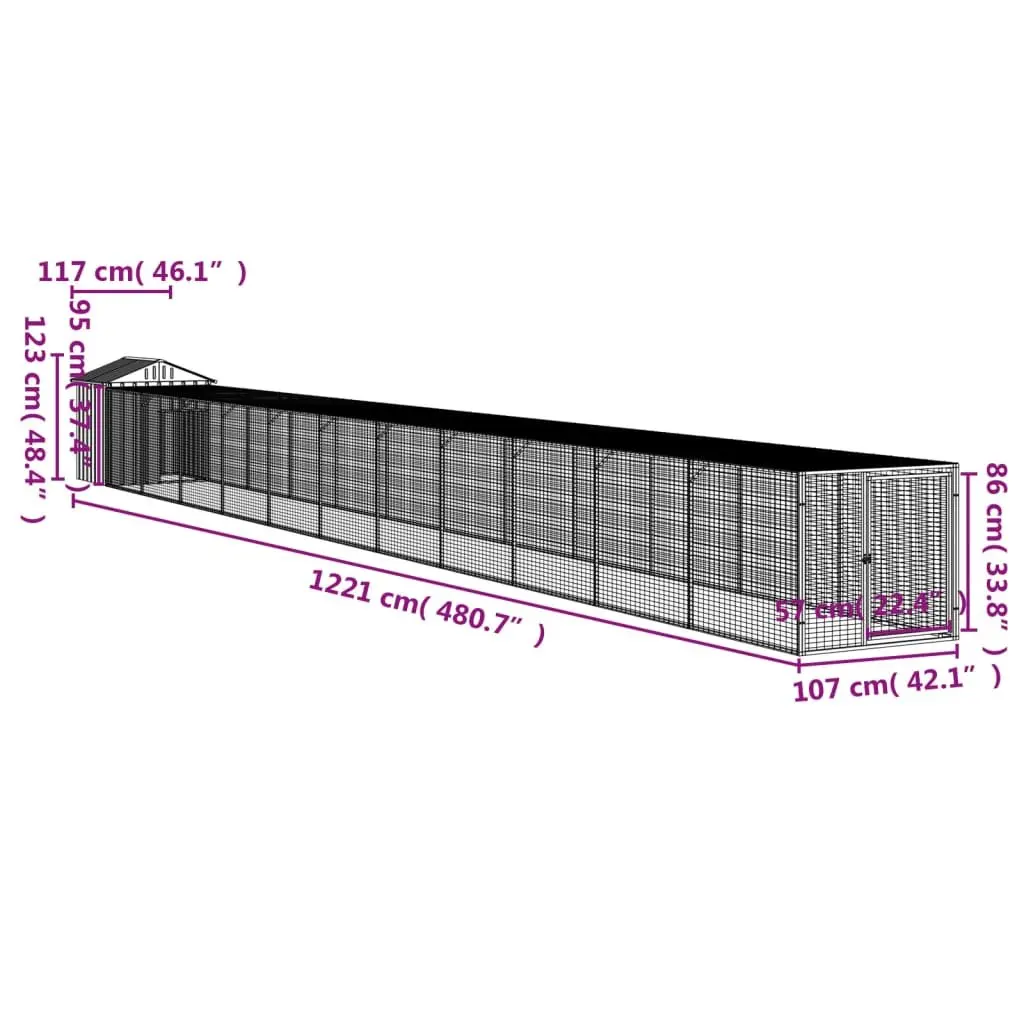 Chicken Cage with Extended Run in Anthracite
