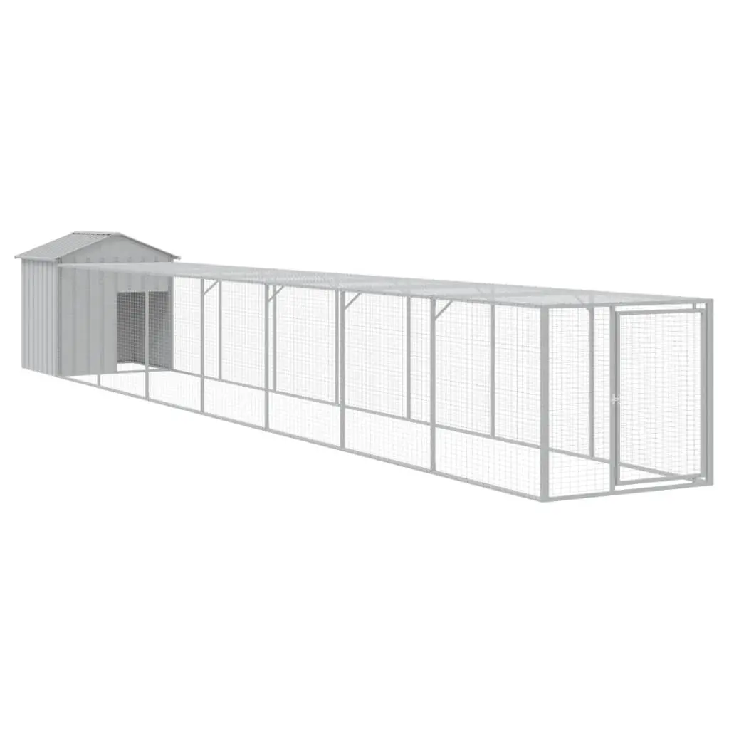 Light Grey Chicken Cage with Extended Run for Small Animals