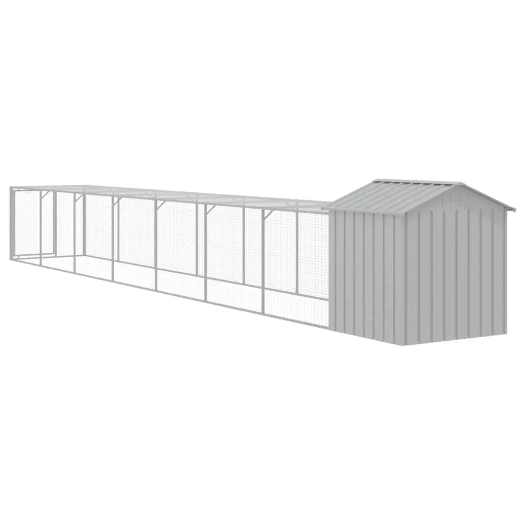 Light Grey Chicken Cage with Extended Run for Small Animals
