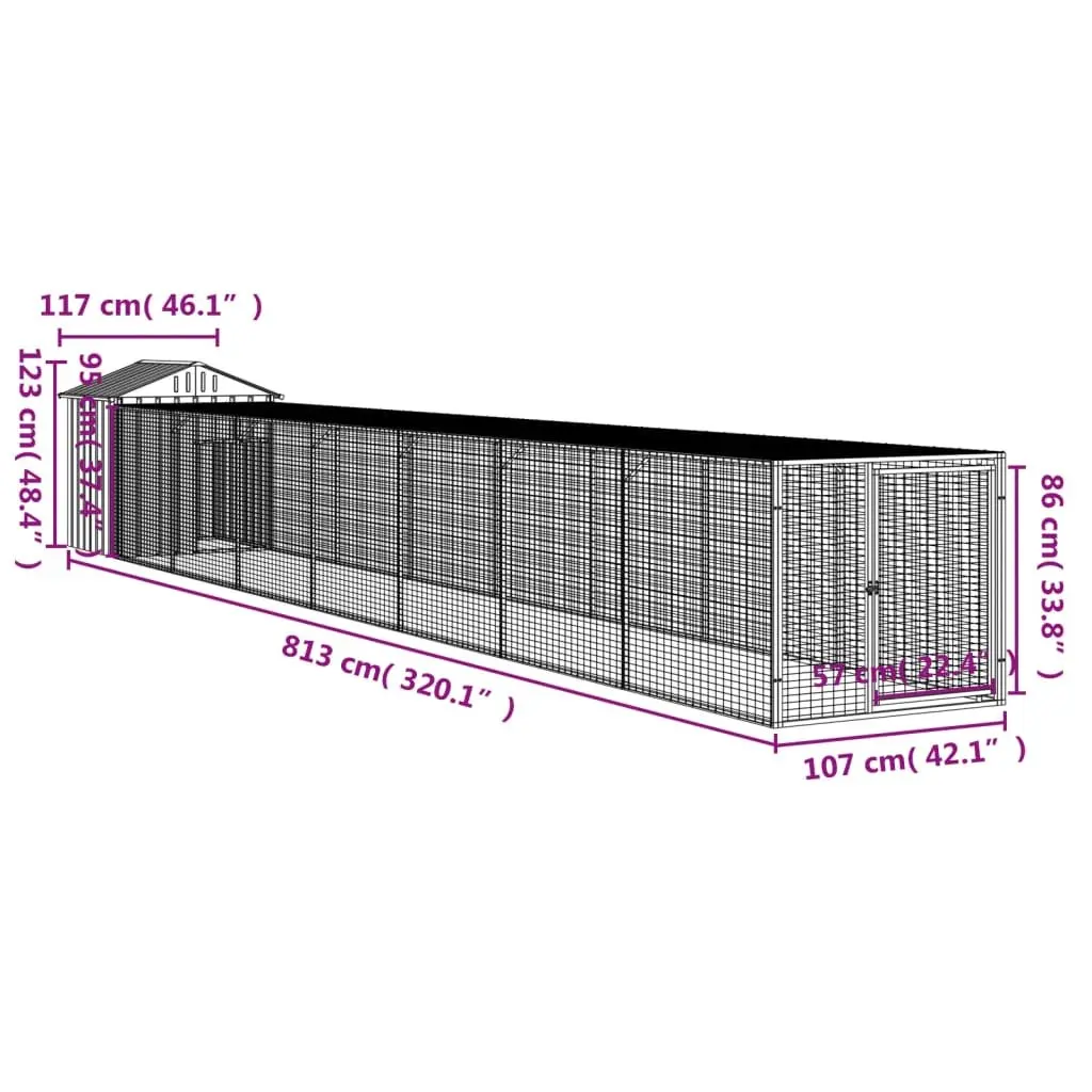 Light Grey Chicken Cage with Extended Run for Small Animals