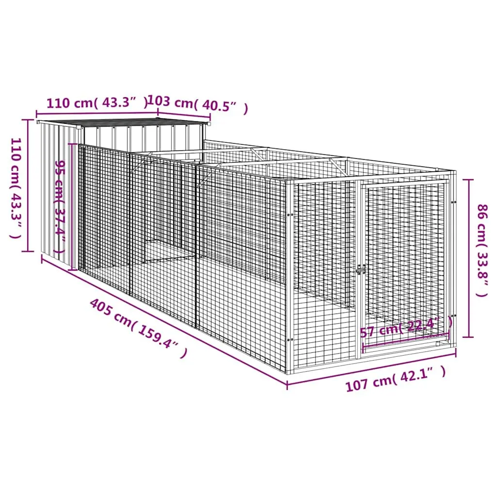 Outdoor Dog House with Extended Run
