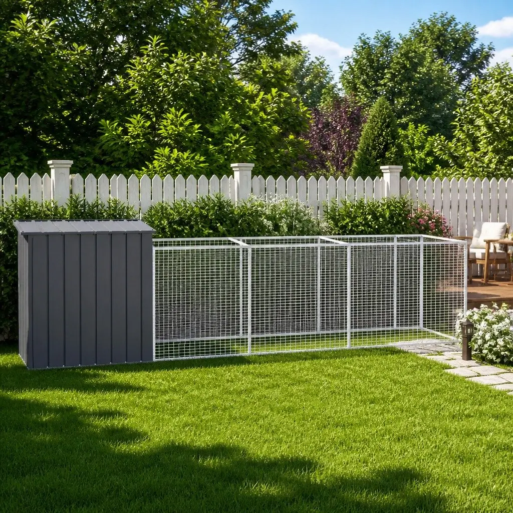 Dog House with Extended Run for Outdoor Use