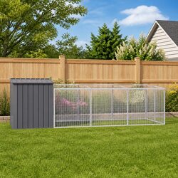 Durable Anthracite Dog House with Run for Outdoor Use