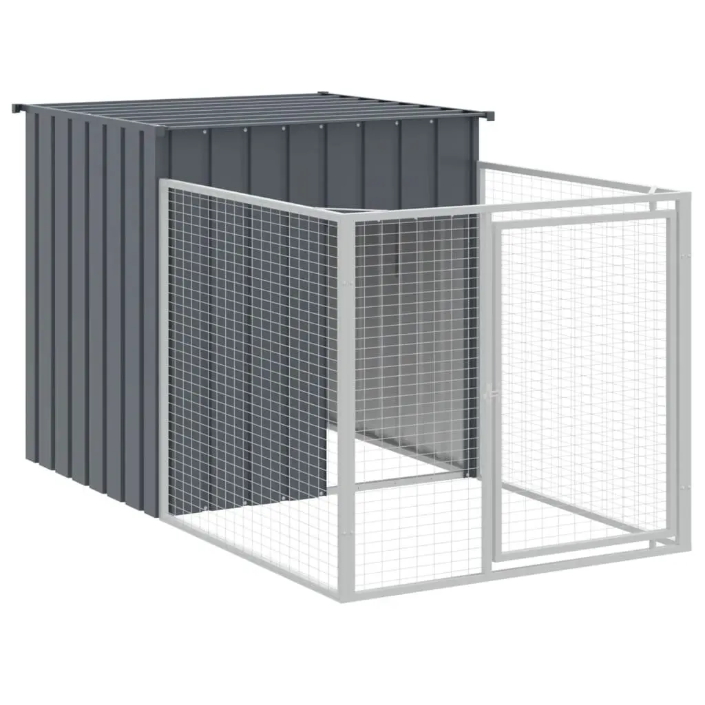 Anthracite Dog House with Run for Outdoor Use