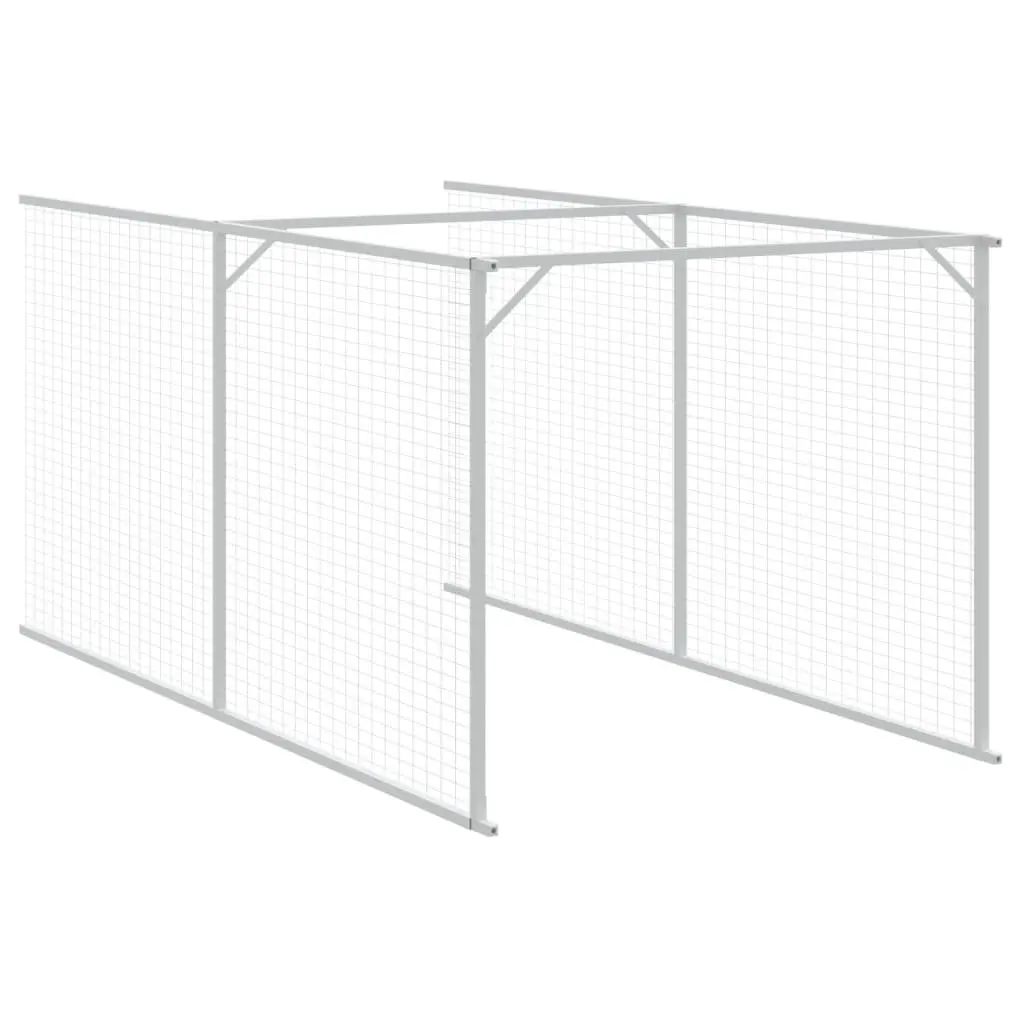 Outdoor Pet Kennel Enclosure Galvanised Steel Light Grey Dog House with Run