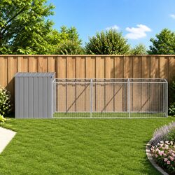 Outdoor Pet Kennel with Extended Run, Galvanised Steel