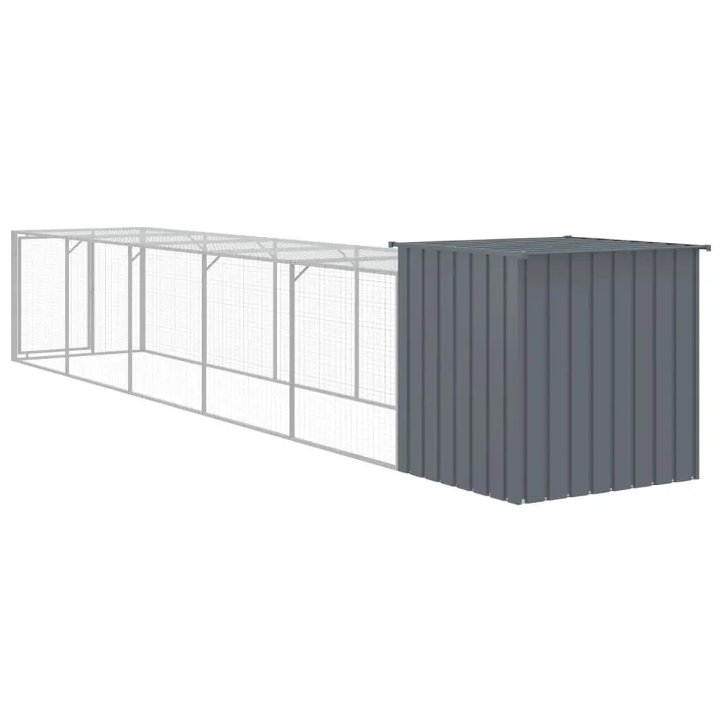 Chicken Cage Anthracite Galvanised Steel with Run 110cm x 609cm x 110cm for Small Animals