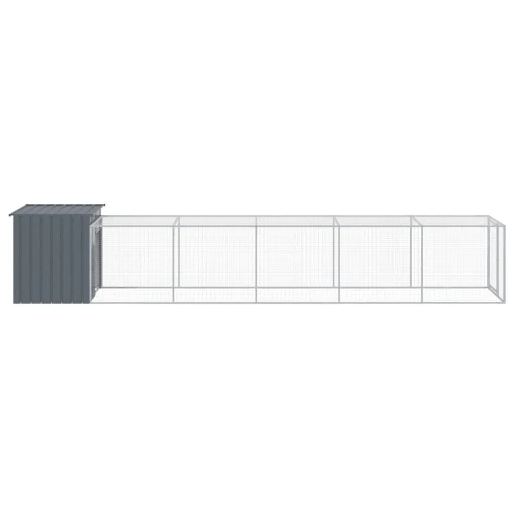 Chicken Cage Anthracite Galvanised Steel with Run 110cm x 609cm x 110cm for Small Animals