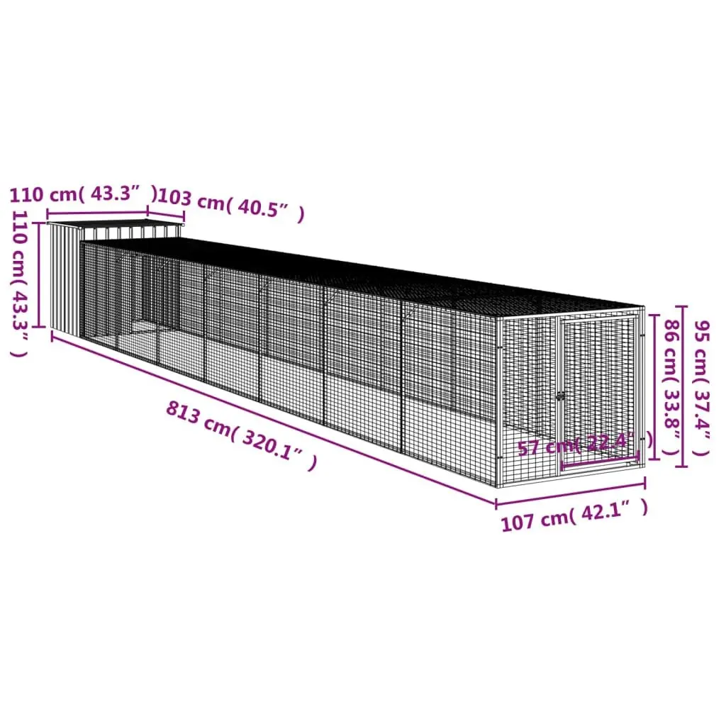 Anthracite Chicken Cage with Extended Run