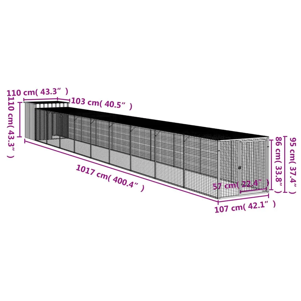 Anthracite Chicken Cage with Extended Run