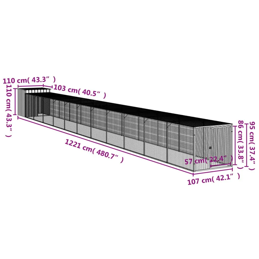 Anthracite Chicken Cage with Extended Run