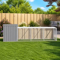 Durable Chicken Cage with Run in Light Grey
