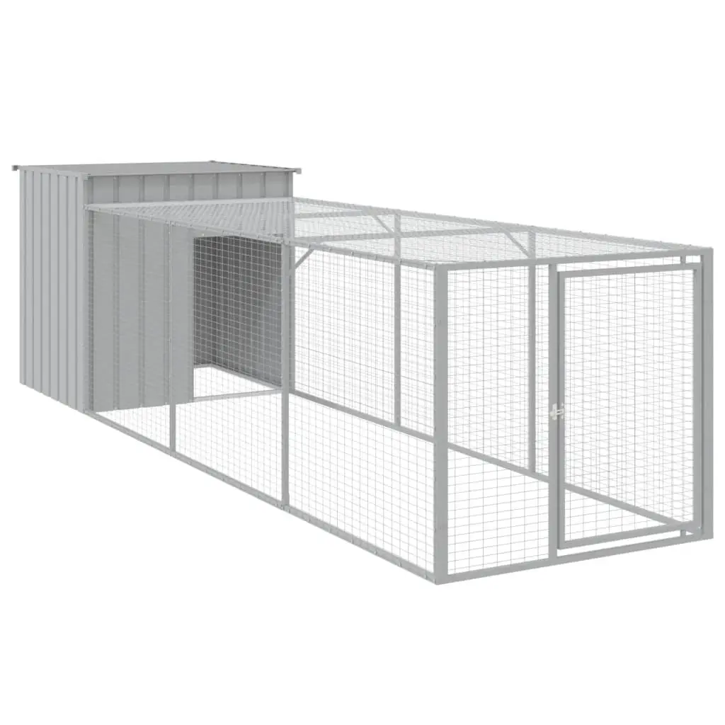 Chicken Cage with Run in Light Grey