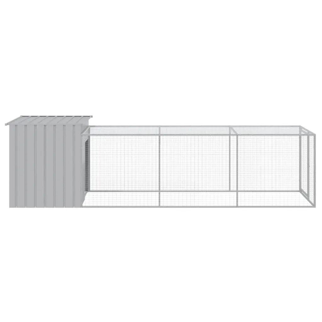 Chicken Cage with Run in Light Grey