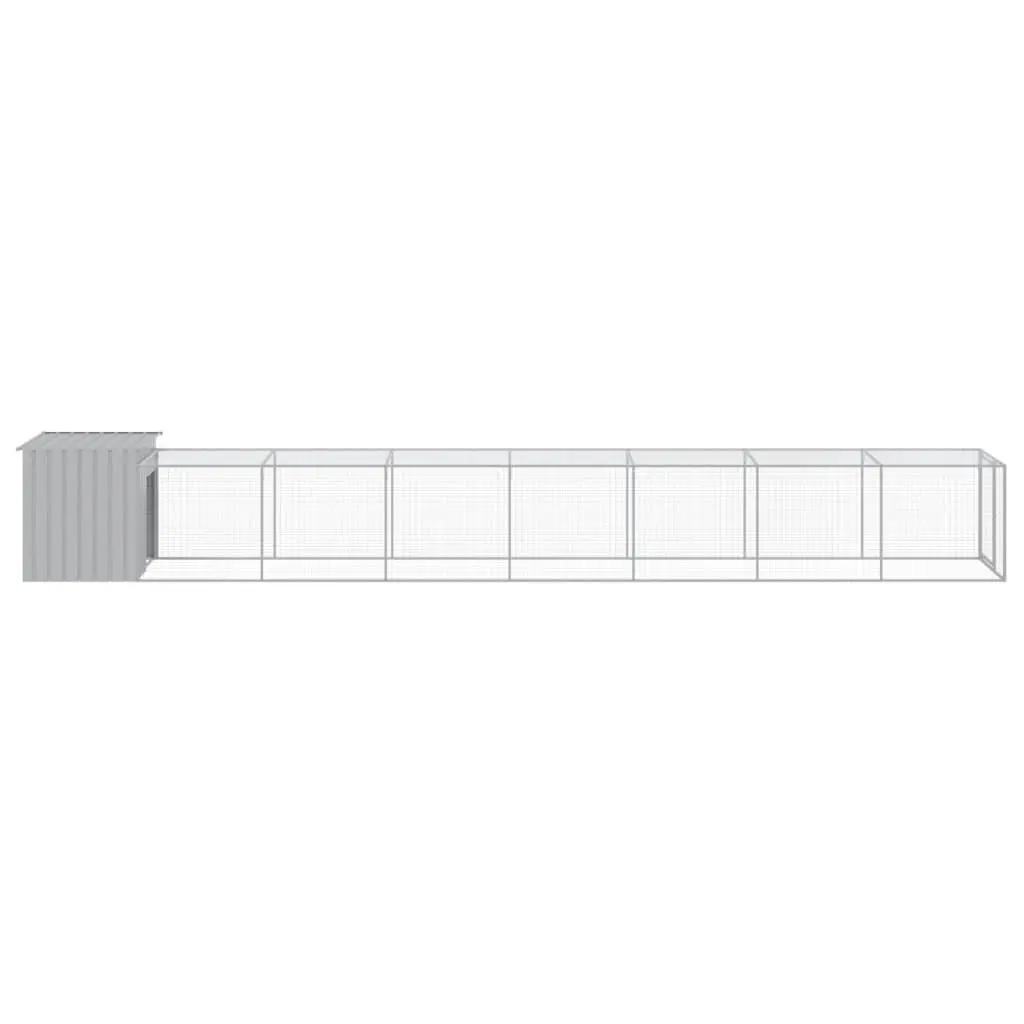 Chicken Cage with Run in Light Grey Steel