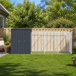 Durable Anthracite Dog House with Extended Run 165x455x181cm