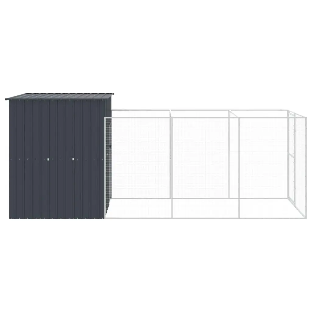 Dog Kennel Galvanised Steel 165x455x181cm Anthracite