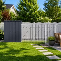 Large Anthracite Galvanised Steel Dog House with Run