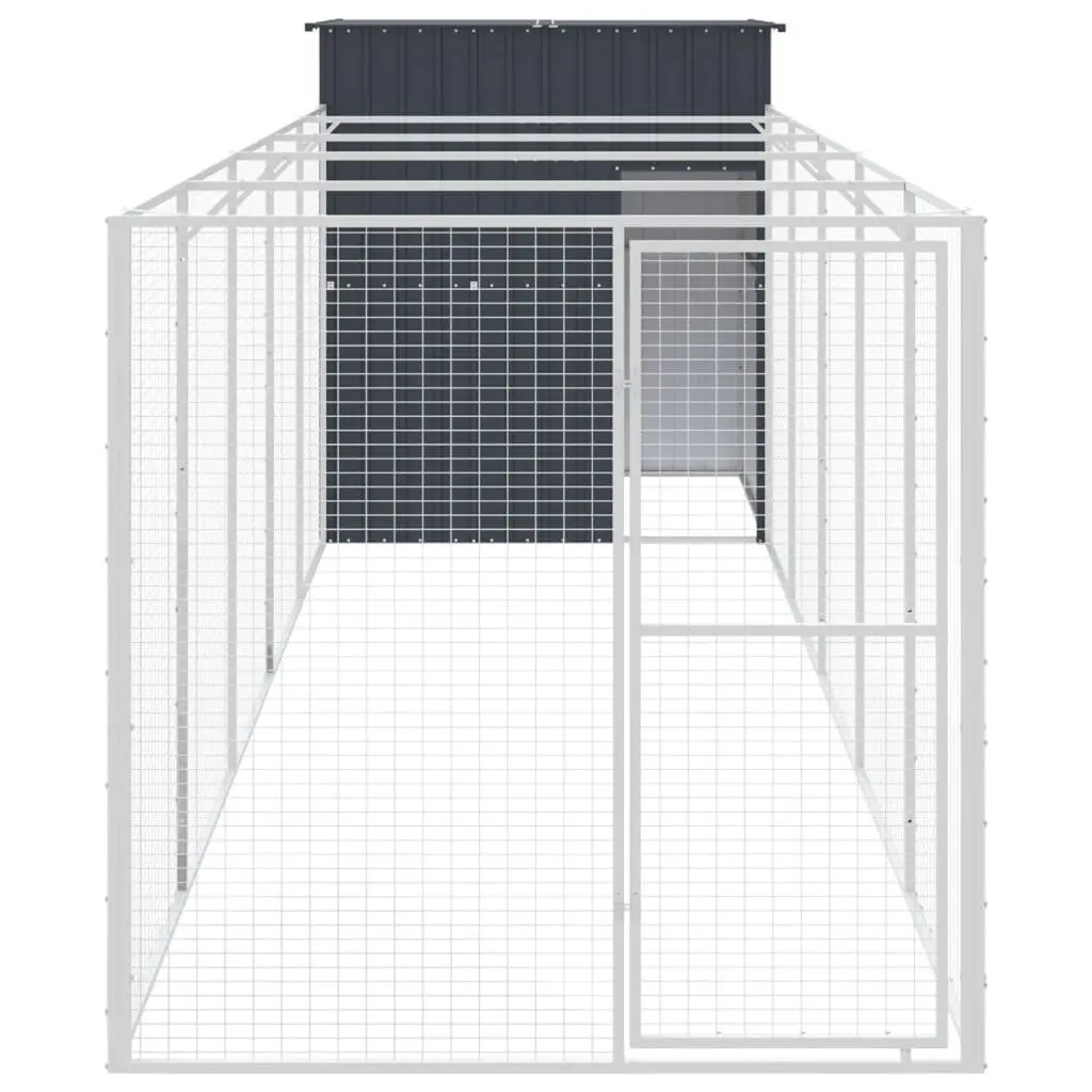 Dog Kennel Galvanised Steel Large Anthracite Outdoor House with Run