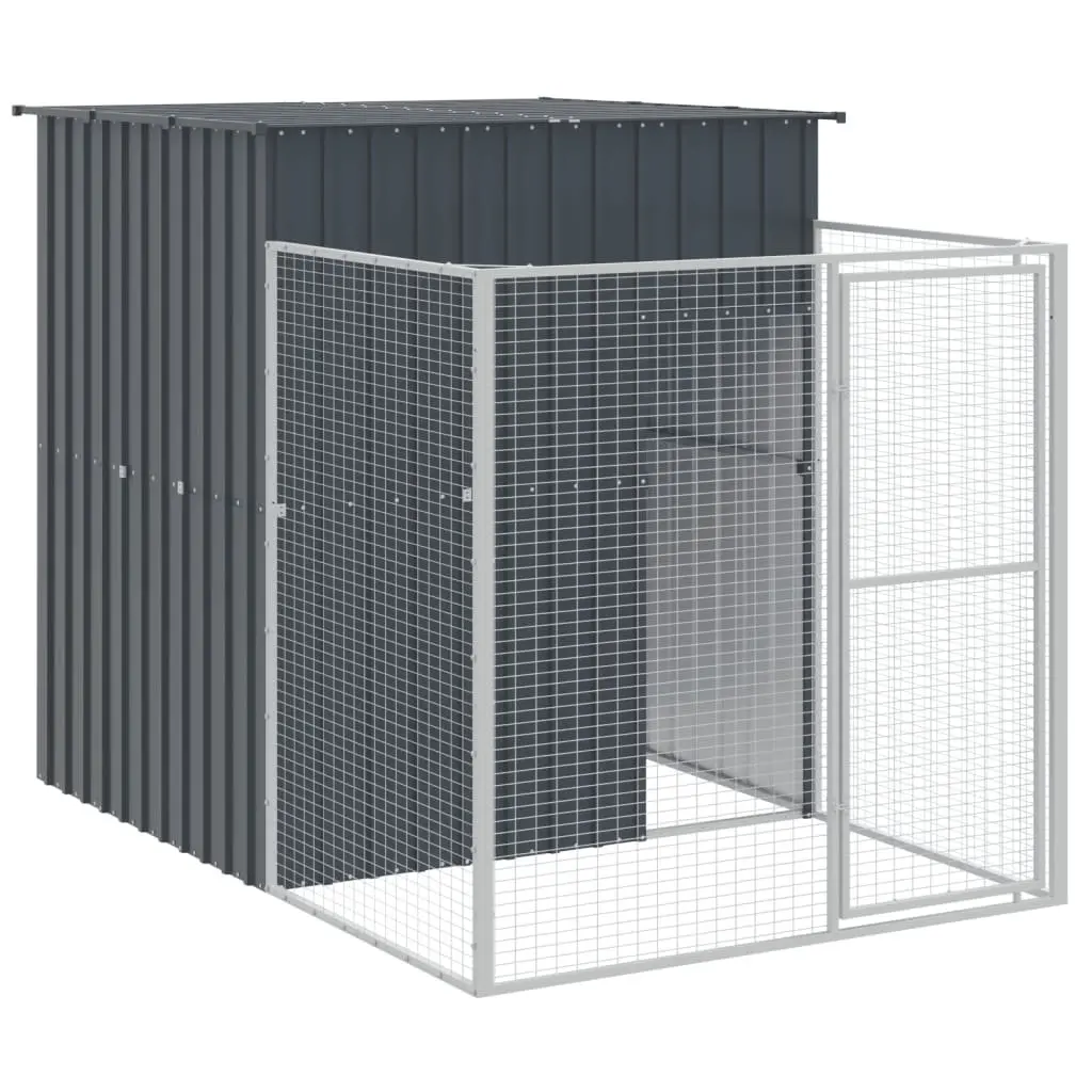 Dog Kennel Galvanised Steel Large Anthracite Outdoor House with Run