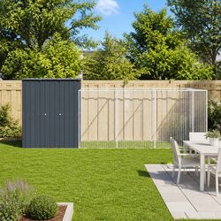 Durable Anthracite Steel Dog House with Extended Run