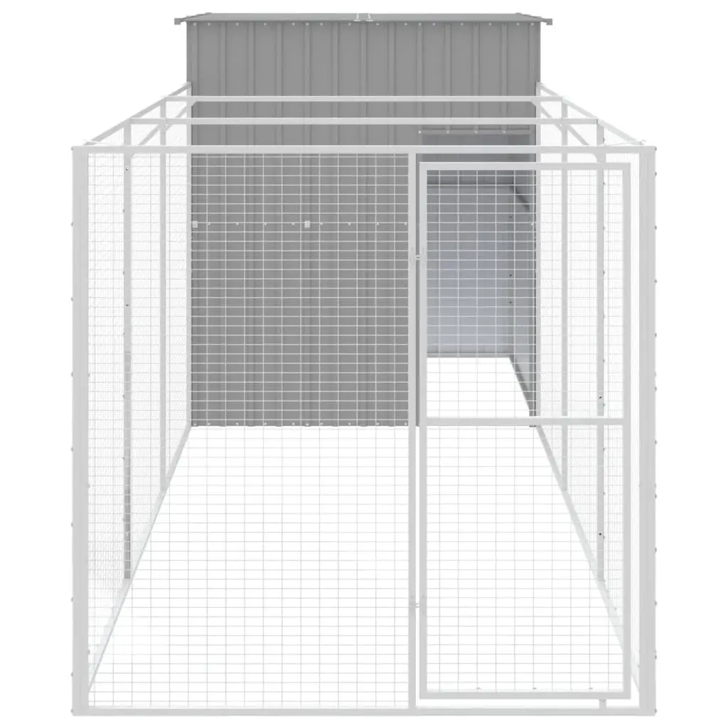 Light Grey Outdoor Pet Kennel with Extended Run