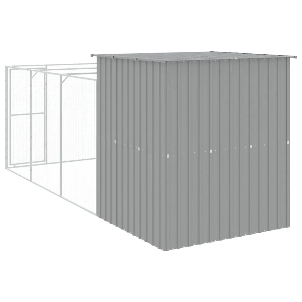 Light Grey Outdoor Pet Kennel with Extended Run