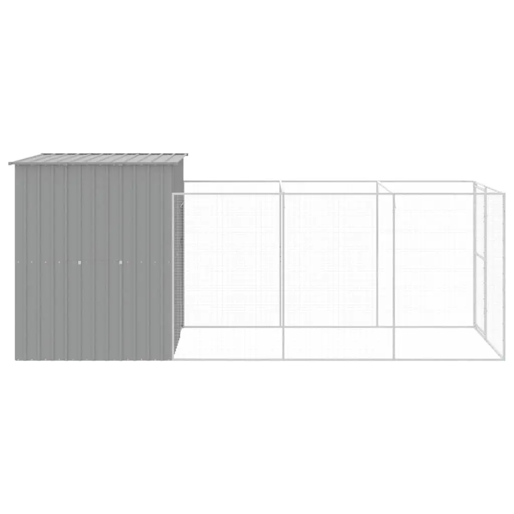 Light Grey Outdoor Pet Kennel with Extended Run