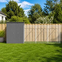 Durable Light Grey Steel Dog House with Extended Run