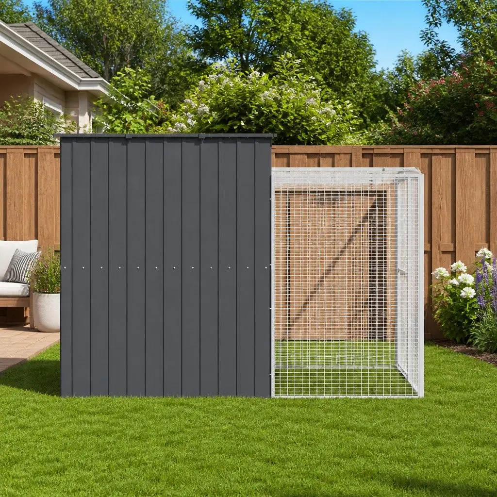 Dog Kennel Galvanised Steel 214 x 253 x 181 cm Anthracite