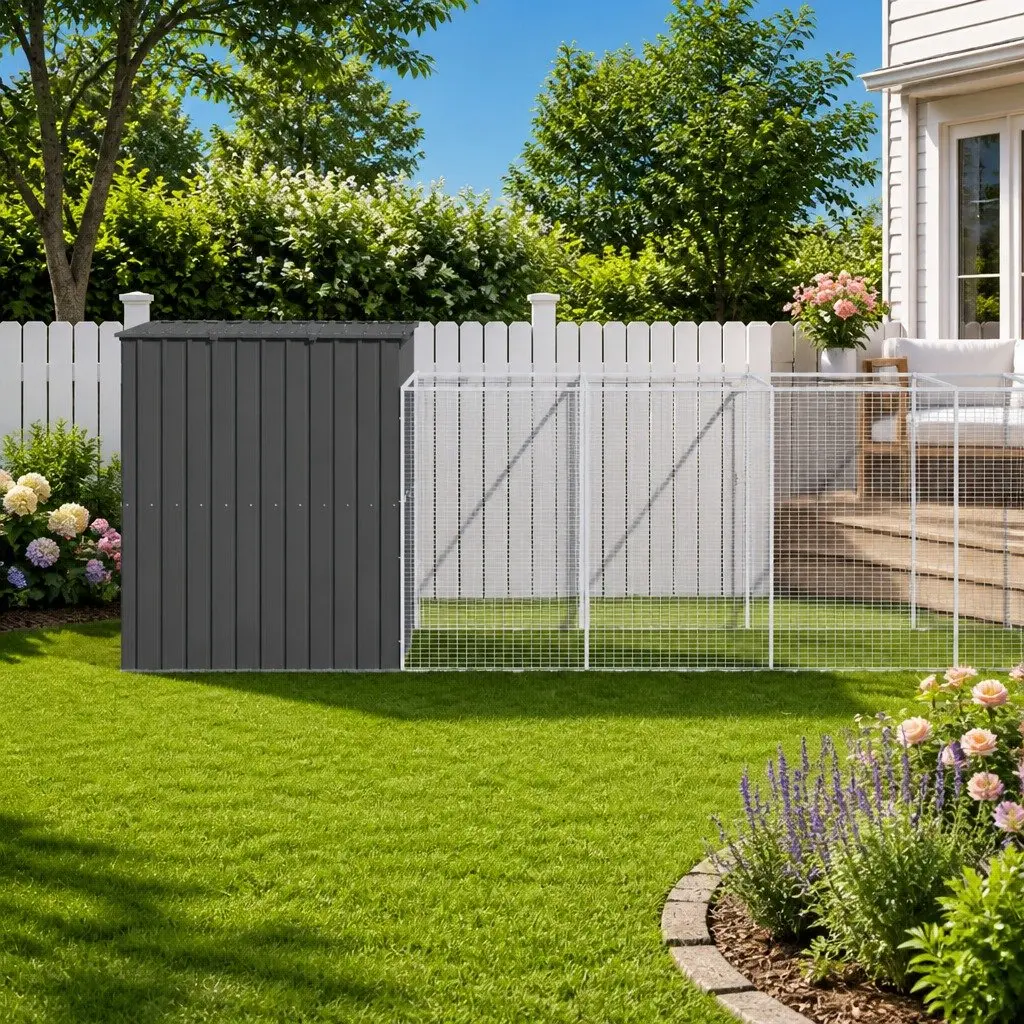 Dog House with Extended Run in Anthracite