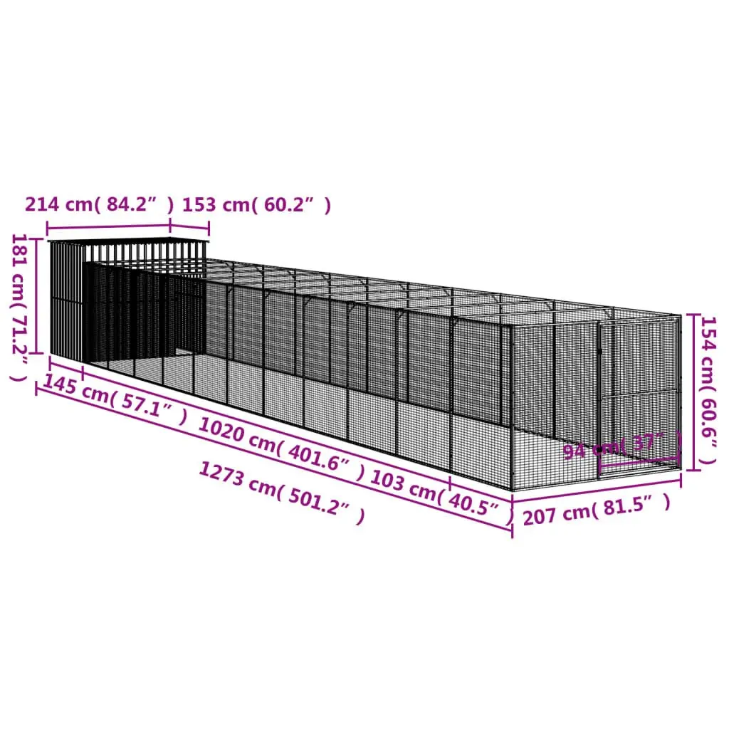Outdoor Dog House with Extended Run