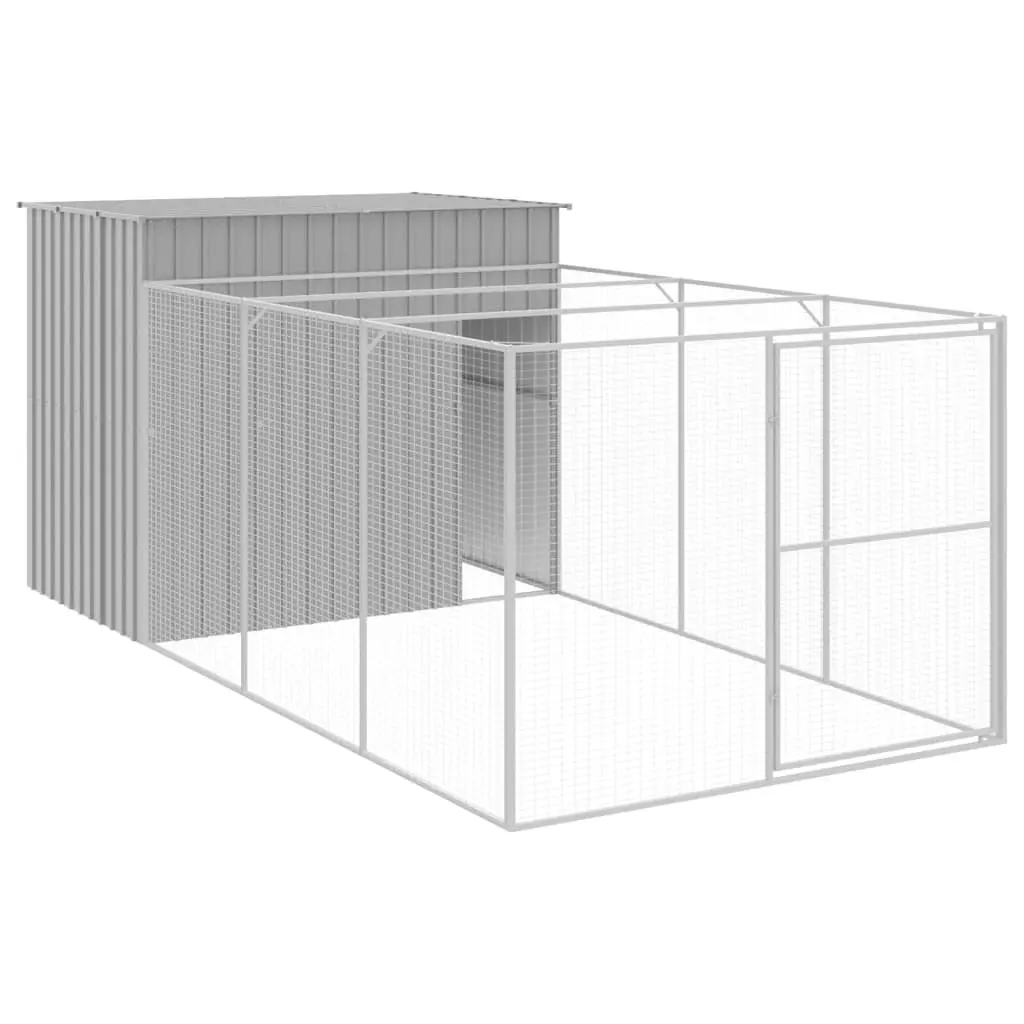 Outdoor Dog House with Run in Light Grey