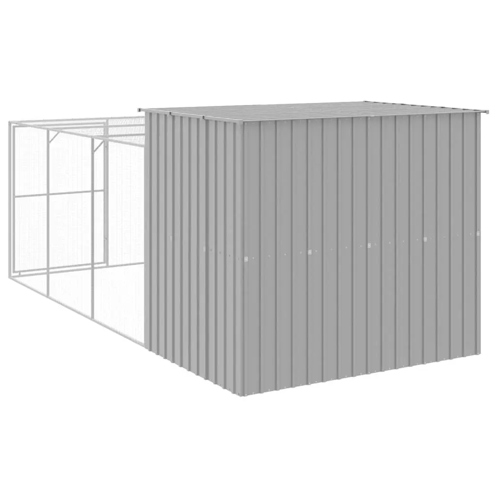 Outdoor Dog House with Run in Light Grey