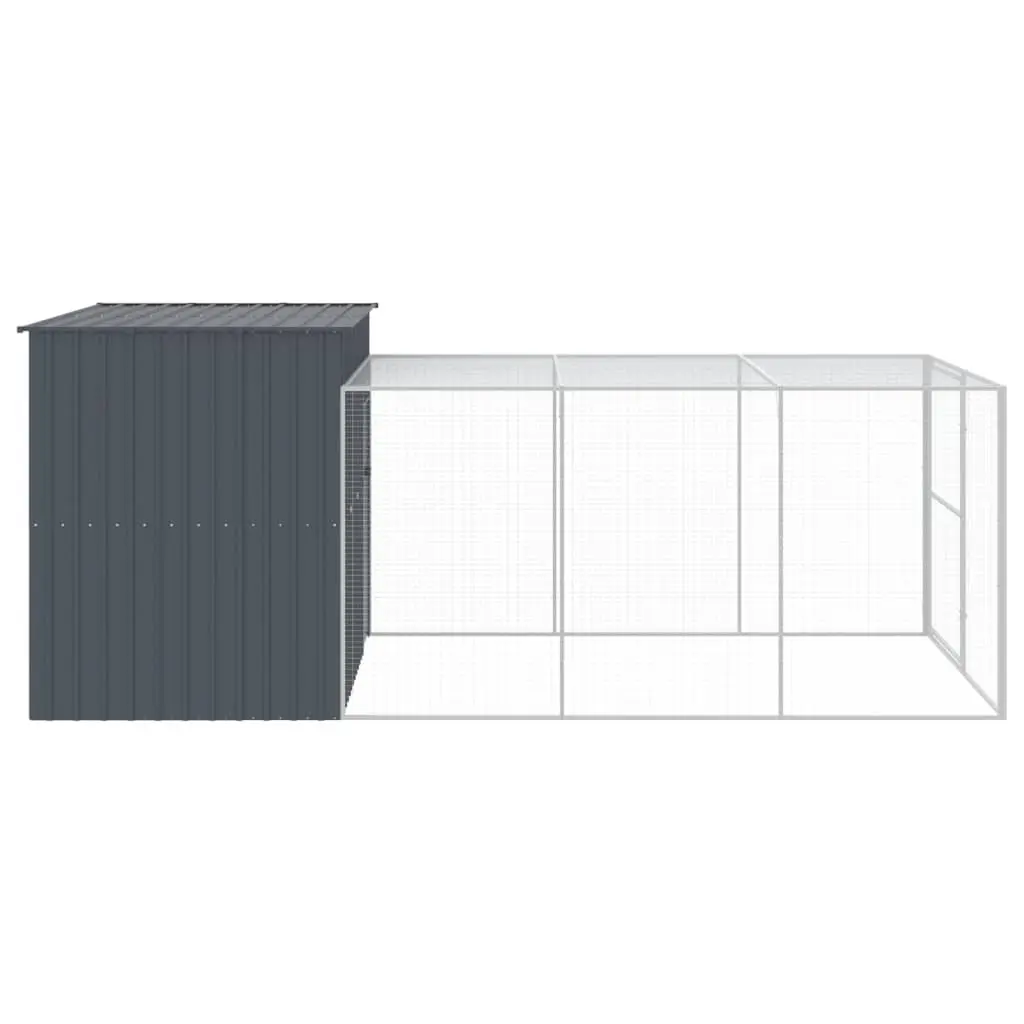 Dog Kennel Galvanised Steel Outdoor Anthracite Dog House with Run