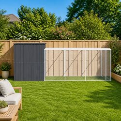 Galvanised Steel Dog House with Extended Run