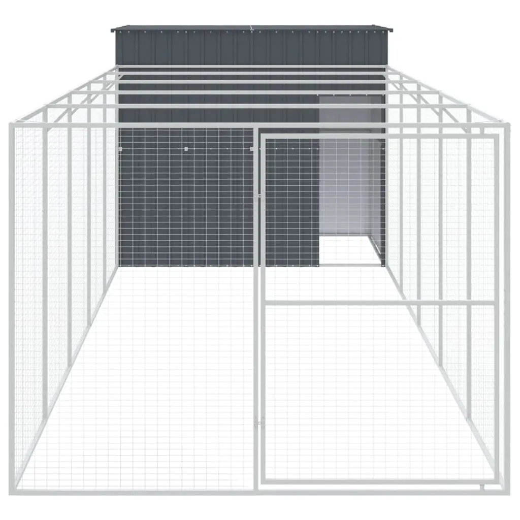 Galvanised Steel Dog House with Extended Run