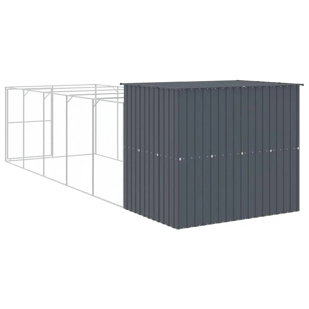Galvanised Steel Dog House with Extended Run