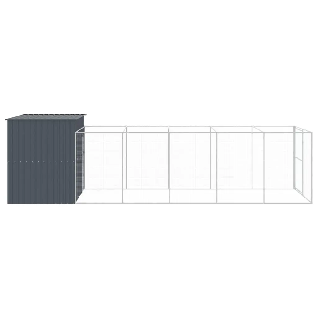 Galvanised Steel Dog House with Extended Run