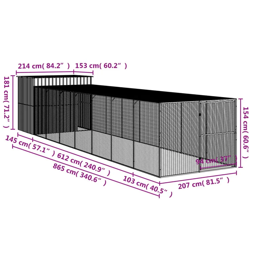 Anthracite Dog House with Extended Run