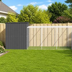 Durable Anthracite Steel Dog House with Run