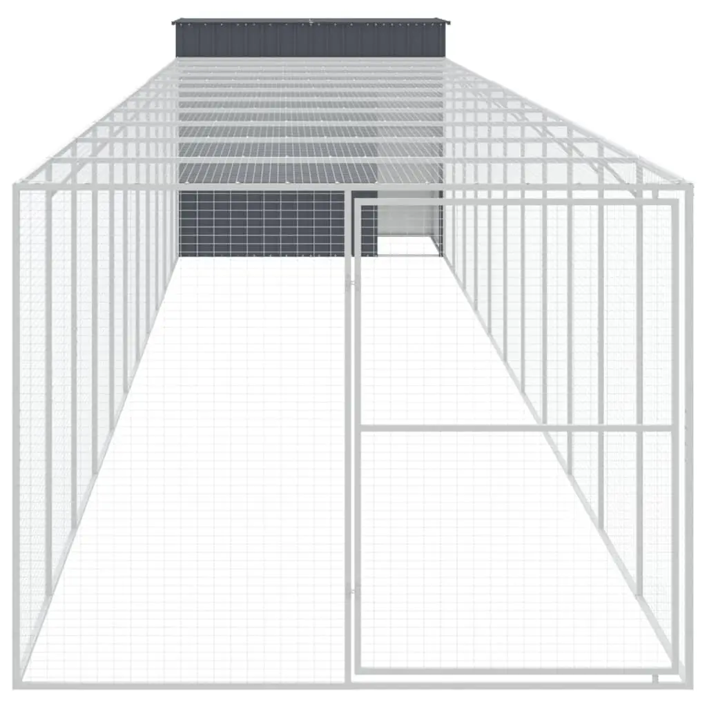 Large Anthracite Dog House with Run for Outdoor Use