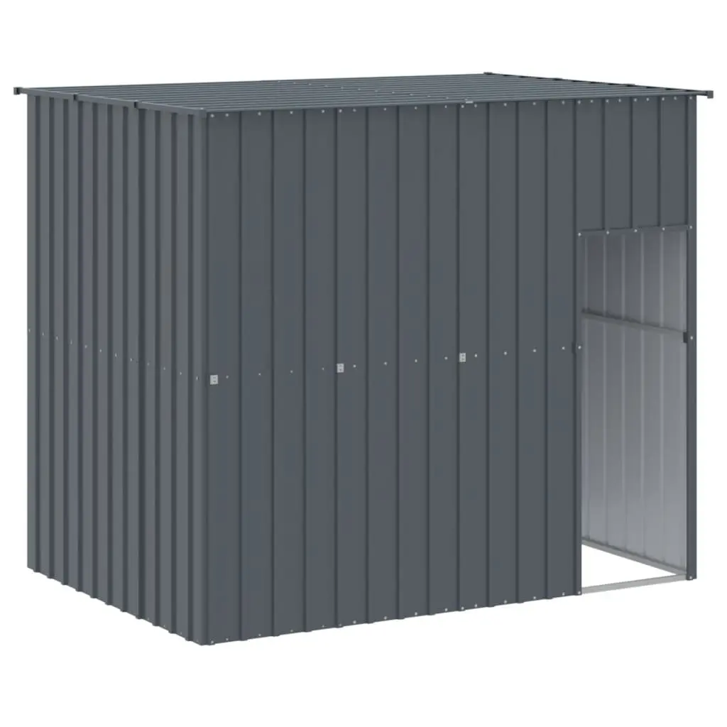 Large Anthracite Dog House with Run for Outdoor Use