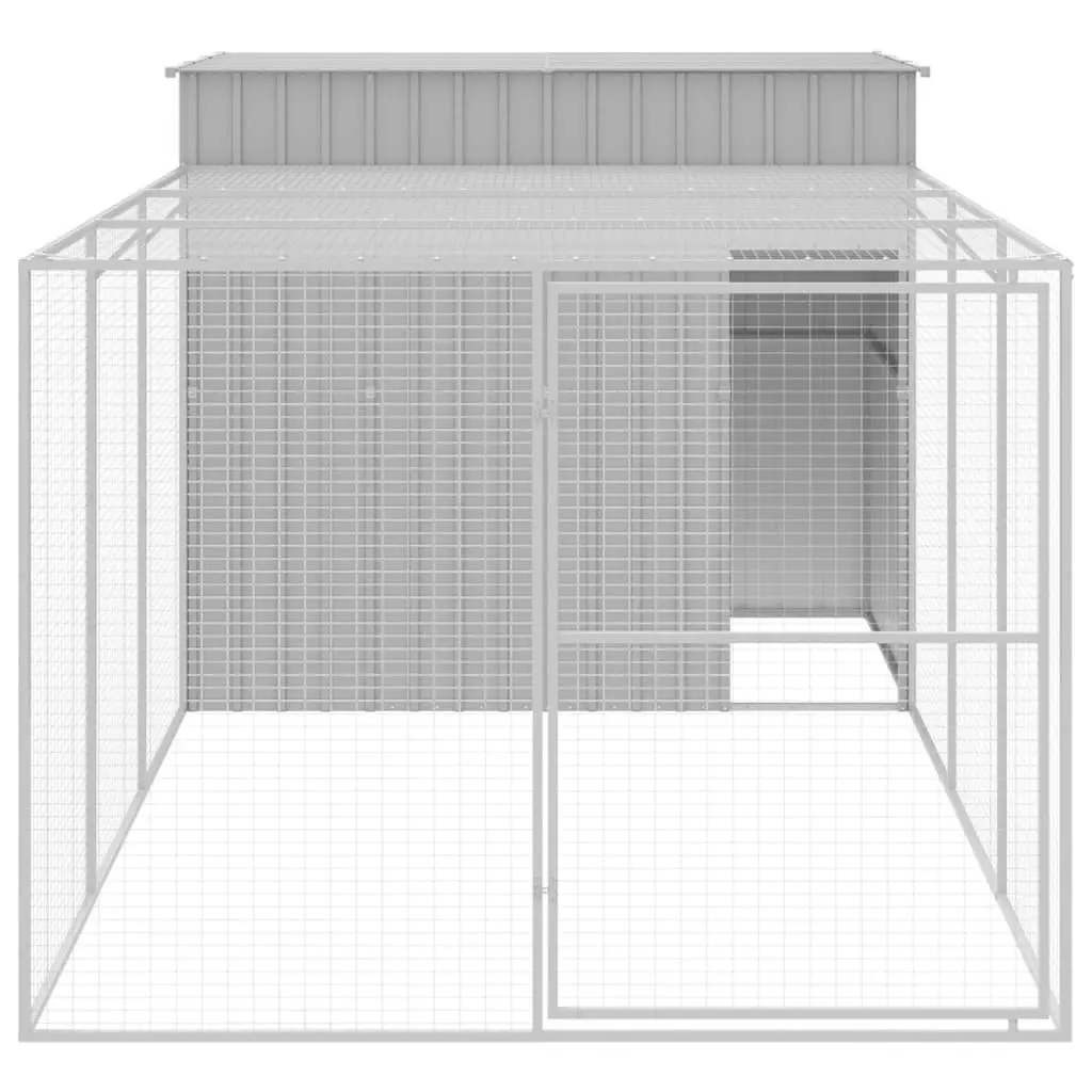 Grey Outdoor Dog House with Extended Run