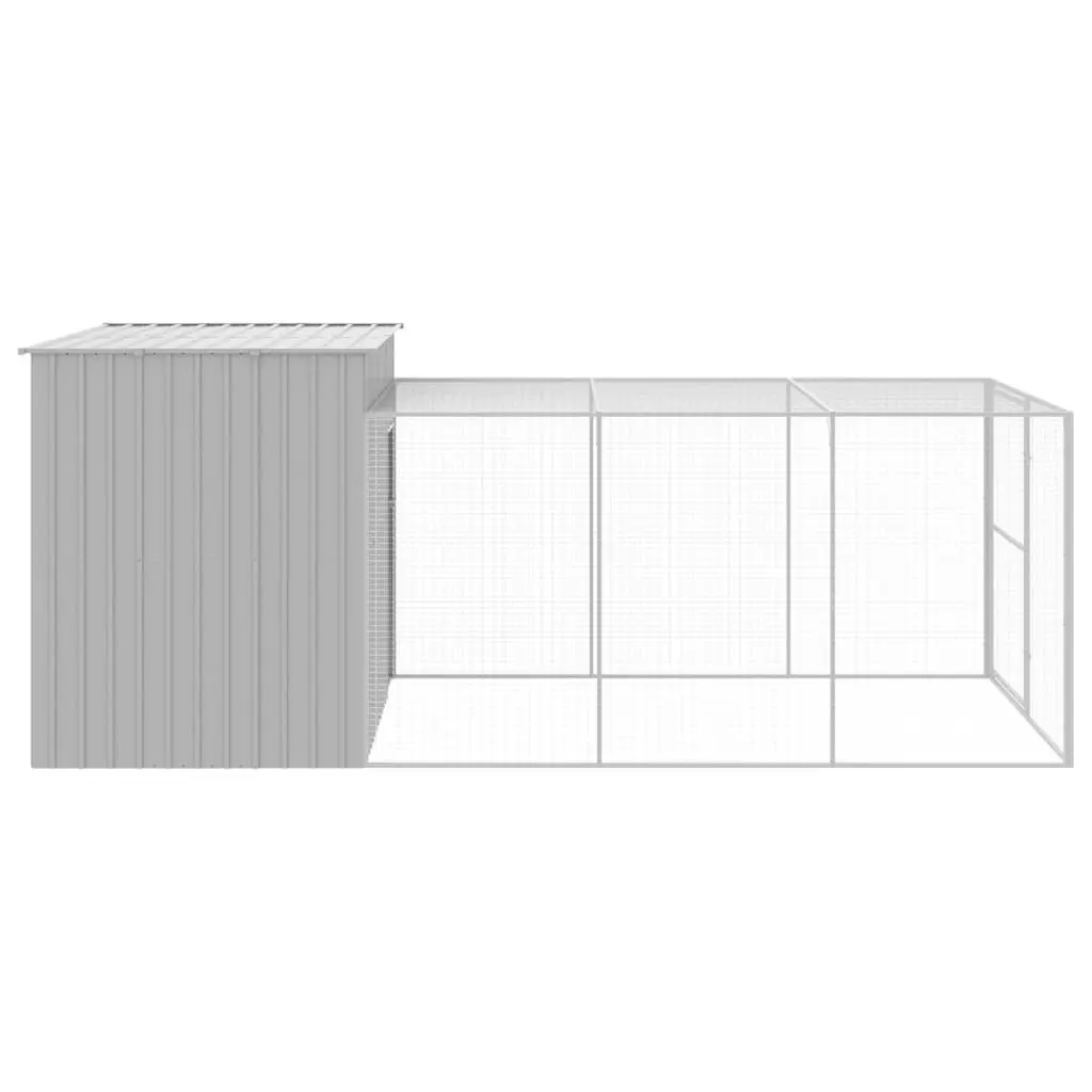 Grey Outdoor Dog House with Extended Run