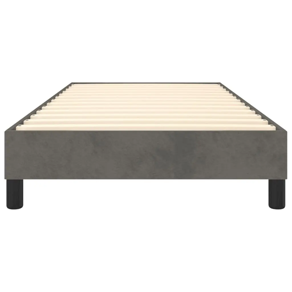 King Single Grey Velvet Upholstered Box Spring Bed Frame