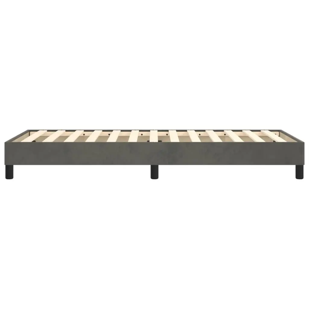King Single Grey Velvet Upholstered Box Spring Bed Frame