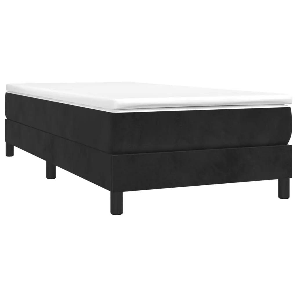 King Single Black Velvet Box Spring Bed Frame